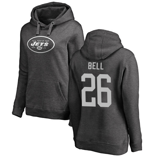New York Jets Ash Women LeVeon Bell One Color NFL Football #26 Pullover Hoodie Sweatshirts->nfl t-shirts->Sports Accessory